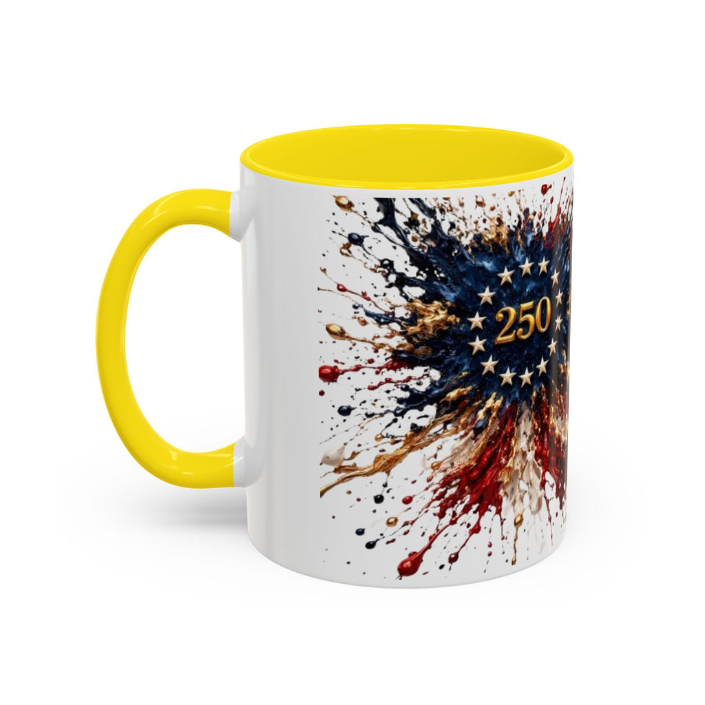Patriotic 250th Anniversary Coffee Mug – American Flag Splash Accent (11/15oz)
