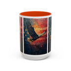 Colorful Mugs (11oz, 15oz) American Eagle Flying Coffee Cup, Patriotic American Eagle flying with American Flag in background - 250 USA Celebration