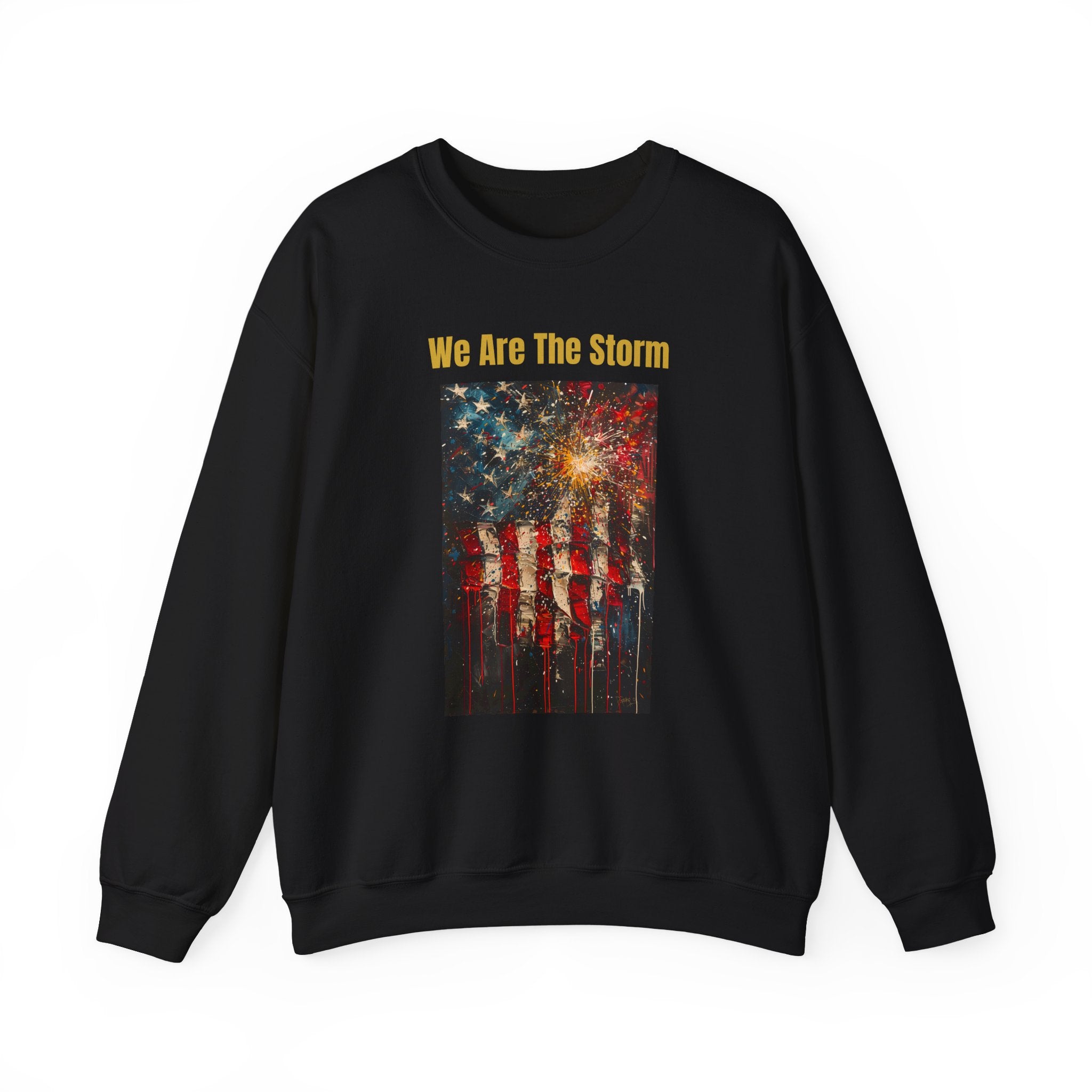 Distressed American Flag Crewneck Sweatshirt | Grunge Patriotic Design