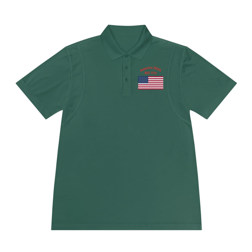 The "Legacy Portrait" Sport Polo – America 250 Signature Series - Men's Sport Polo — America 250 Commemorative Flag Wave Polo