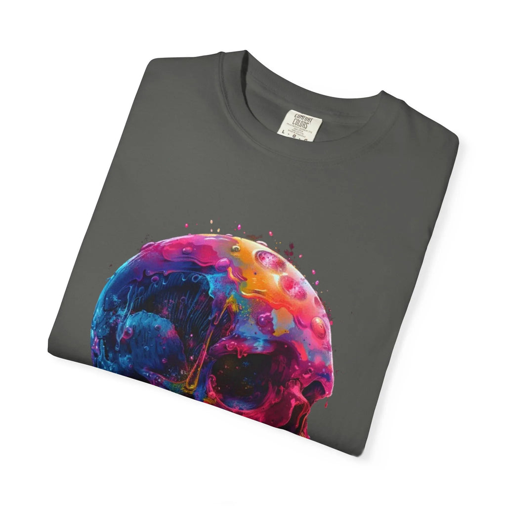Colorful Drip Skull T-shirt | Watercolor Skull Shirt, Artistic Gothic Tee - 250 USA Celebration