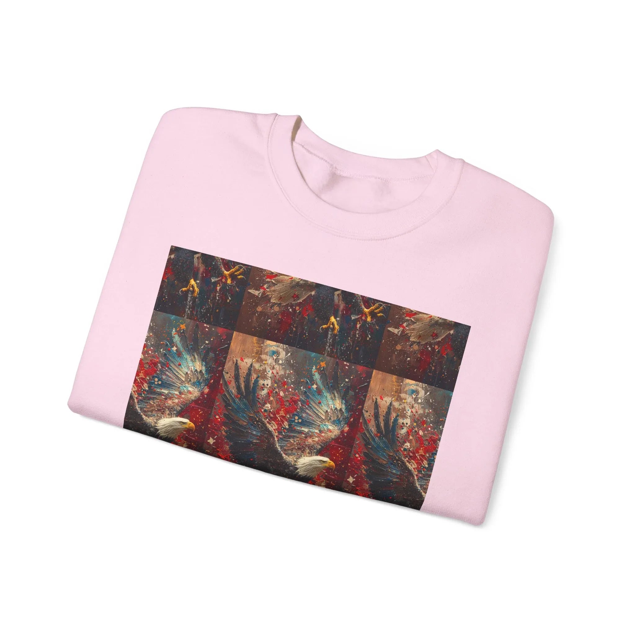 God Bless America Eagle Artwork crewneck sweatshirt | Patriotic eagle collage - 250 USA Celebration