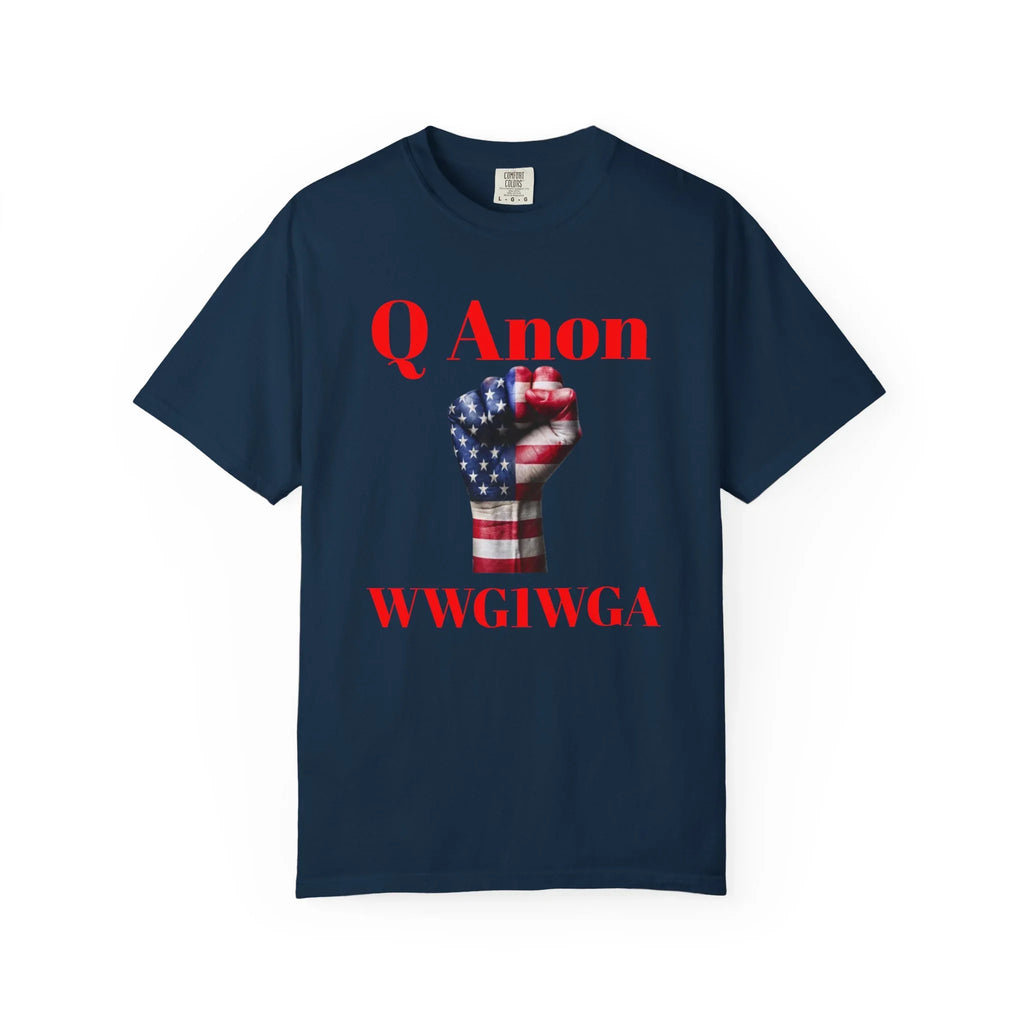 Q Anon Fist T-shirt | WWG1WGA Print - 250 USA Celebration