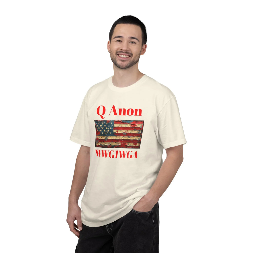Q Anon WWG1WGA T-Shirt | American Flag Graphic Tee - 250 USA Celebration