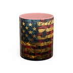 Distressed American Flag Accent Coffee Mug — Patriotic 11/15oz