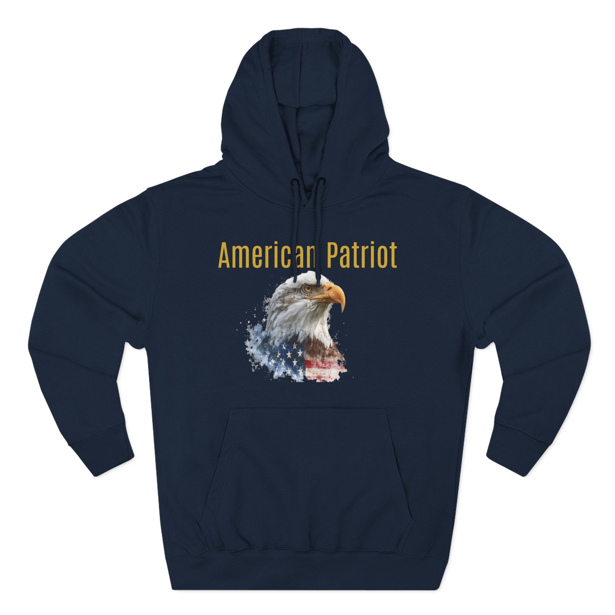 American Patriot Hoodie — Bald Eagle Flag Graphic Fleece Pullover
