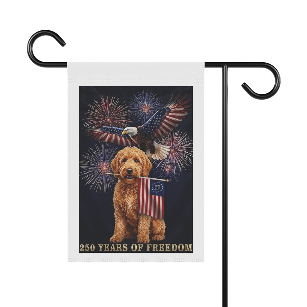 Official 250th Anniversary Patriotic Goldendoodle Garden Flag