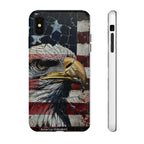 American Flag Bald Eagle phone case | Patriotic iPhone cover, cracked vintage flag design - 250 USA Celebration