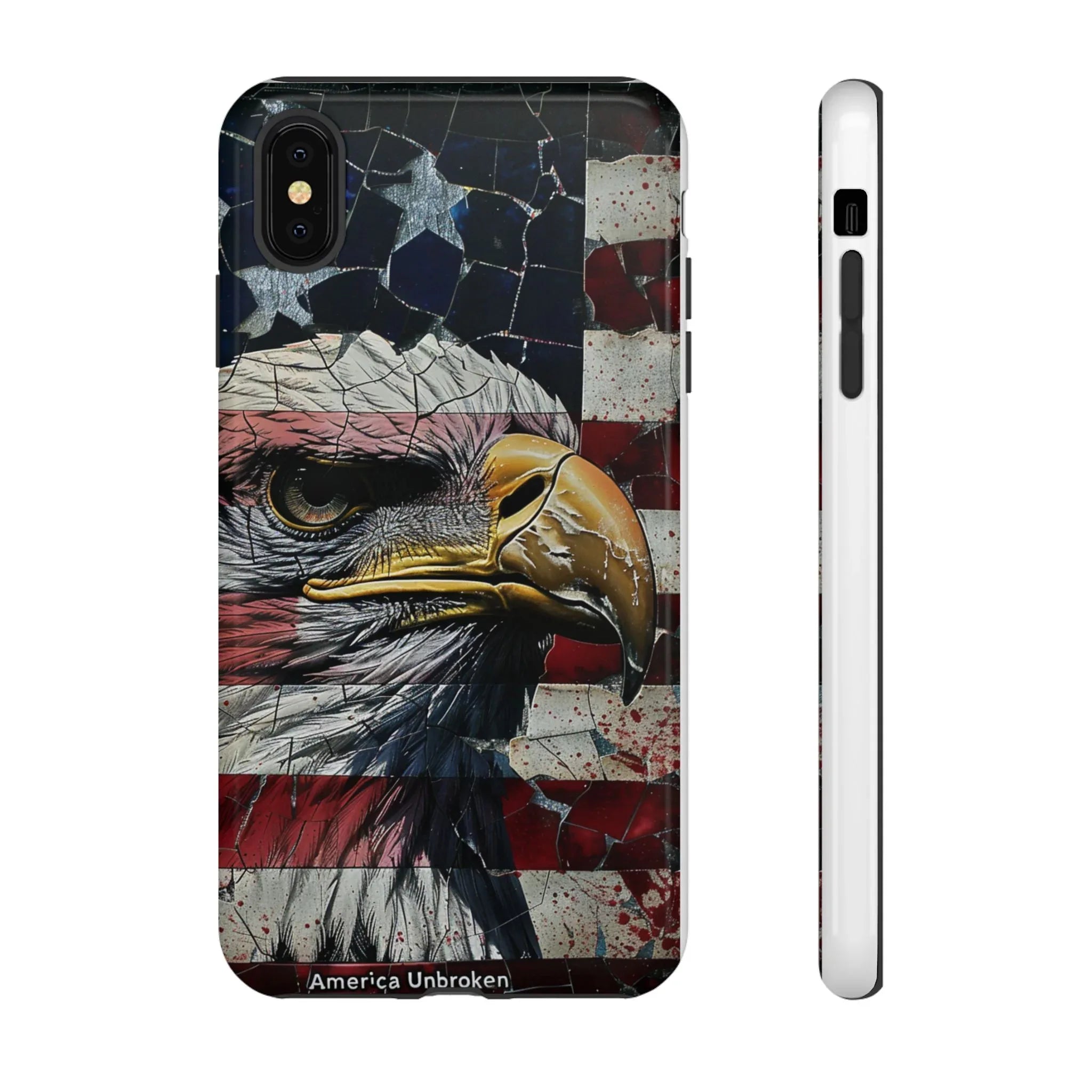 American Flag Bald Eagle phone case | Patriotic iPhone cover, cracked vintage flag design - 250 USA Celebration