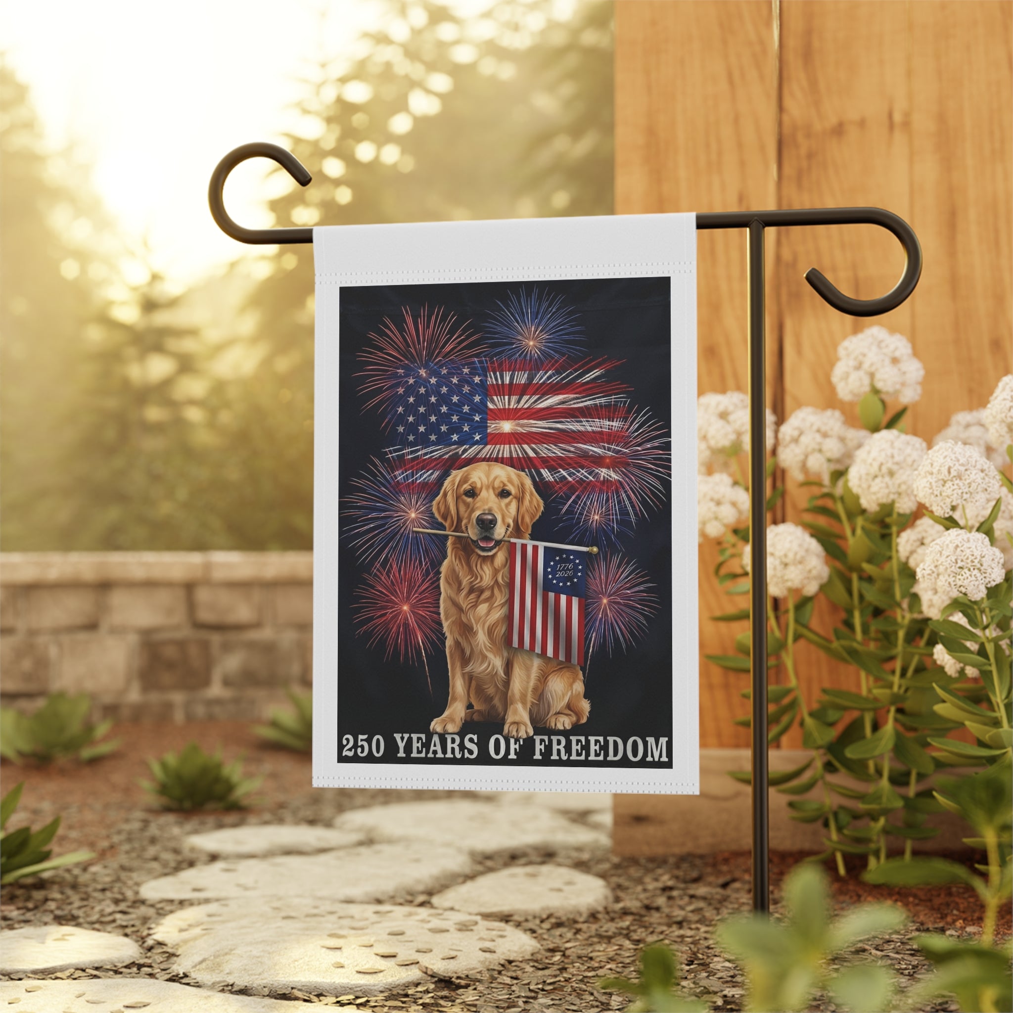Official USA 250th Anniversary Golden Retriever Flag