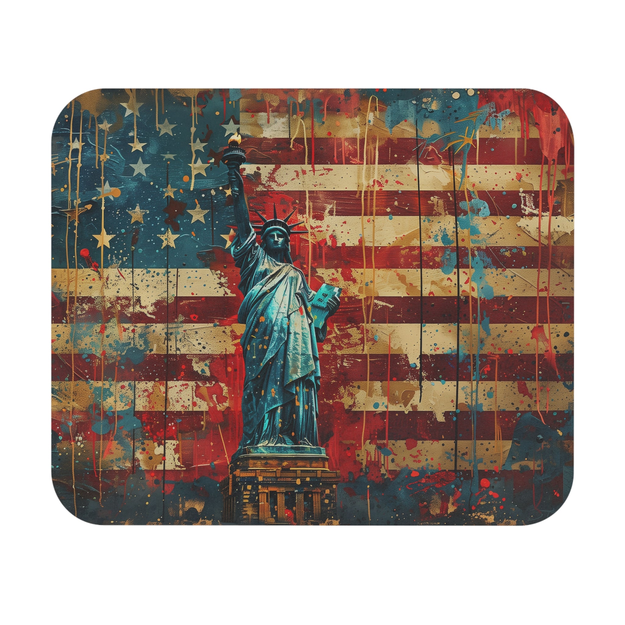 Liberty Statue Mouse Pad — Vintage American Flag Desk Mat