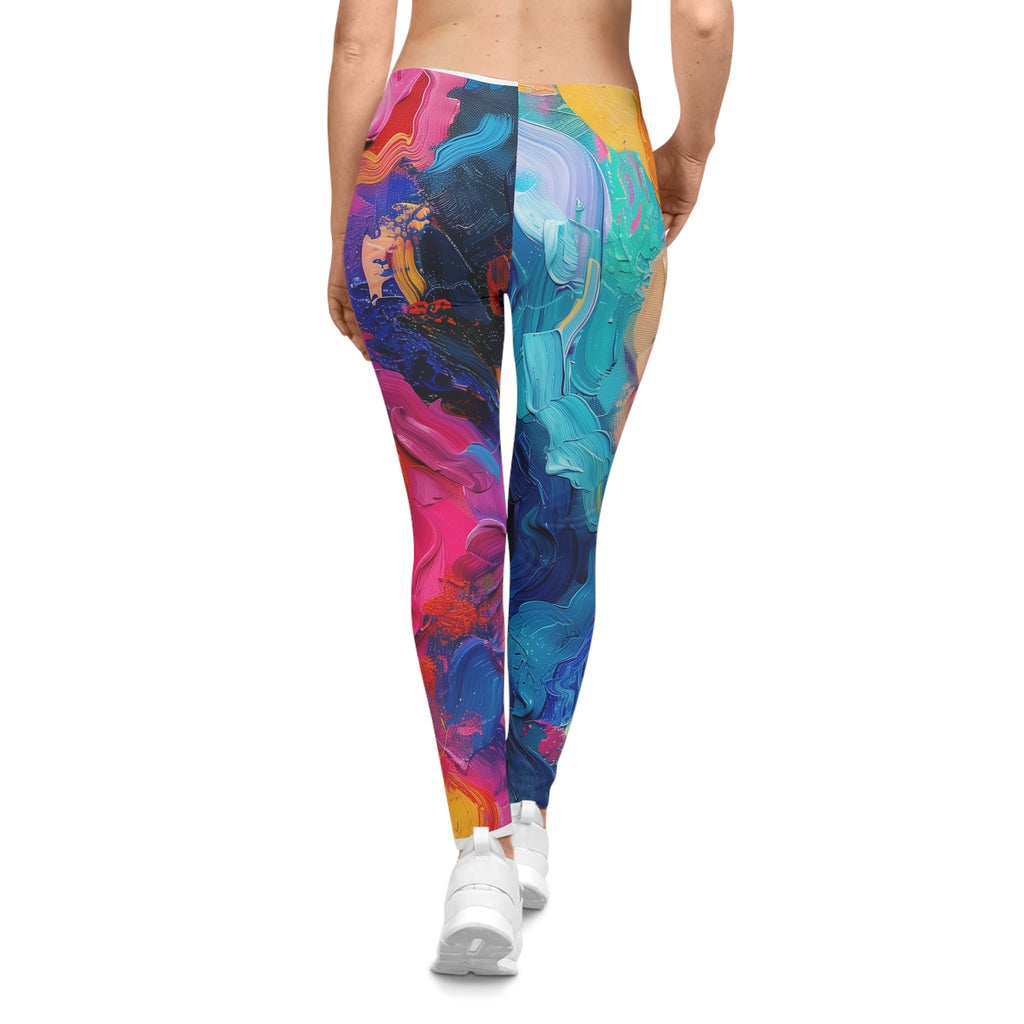Abstract Color Splash Leggings — Vibrant All-Over Print Women’s Activewear