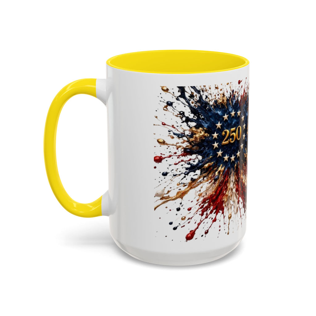 Patriotic 250th Anniversary Coffee Mug – American Flag Splash Accent (11/15oz)