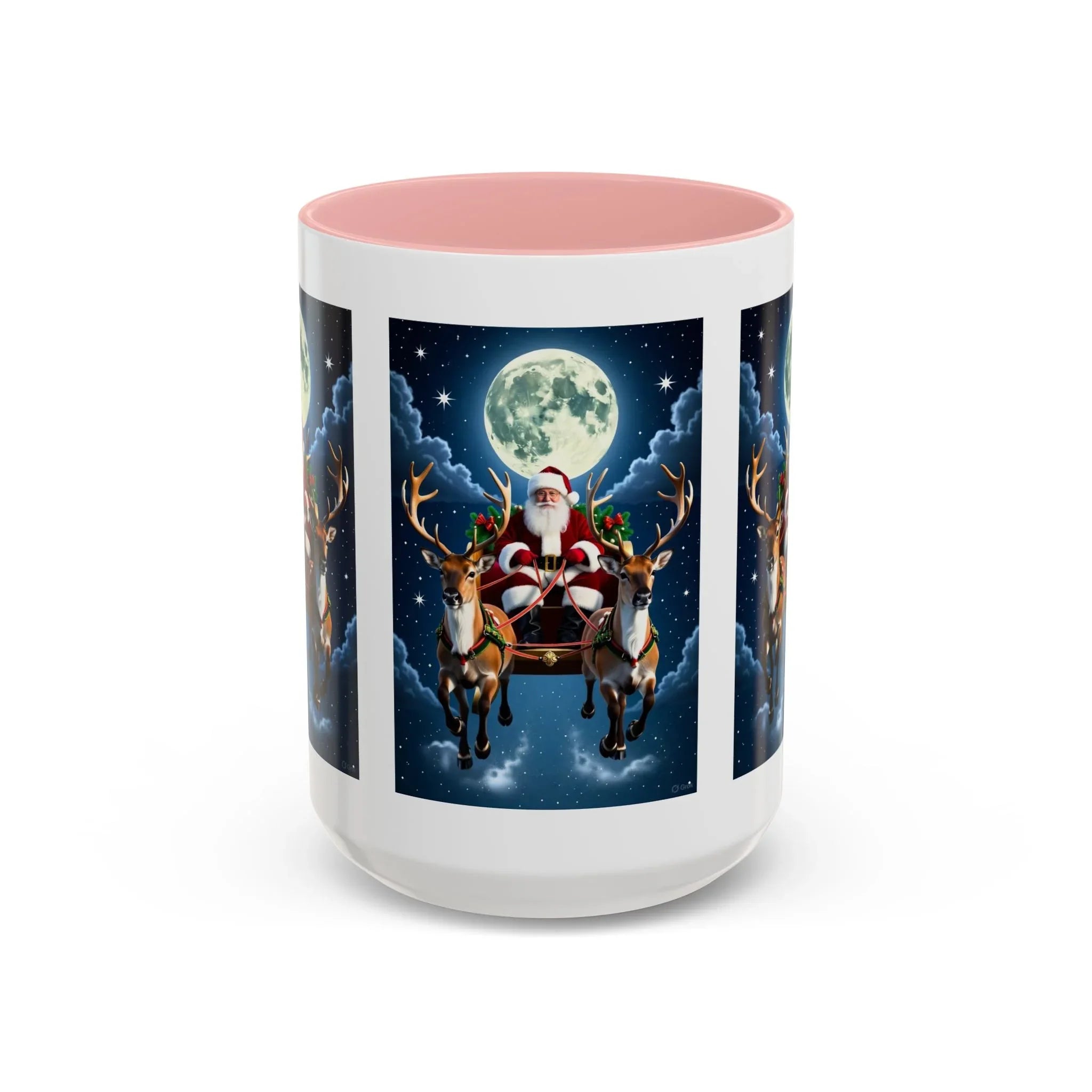 Santa Sleigh with Reindeer Coffee Mug | Christmas Moon Accent Mug - 250 USA Celebration