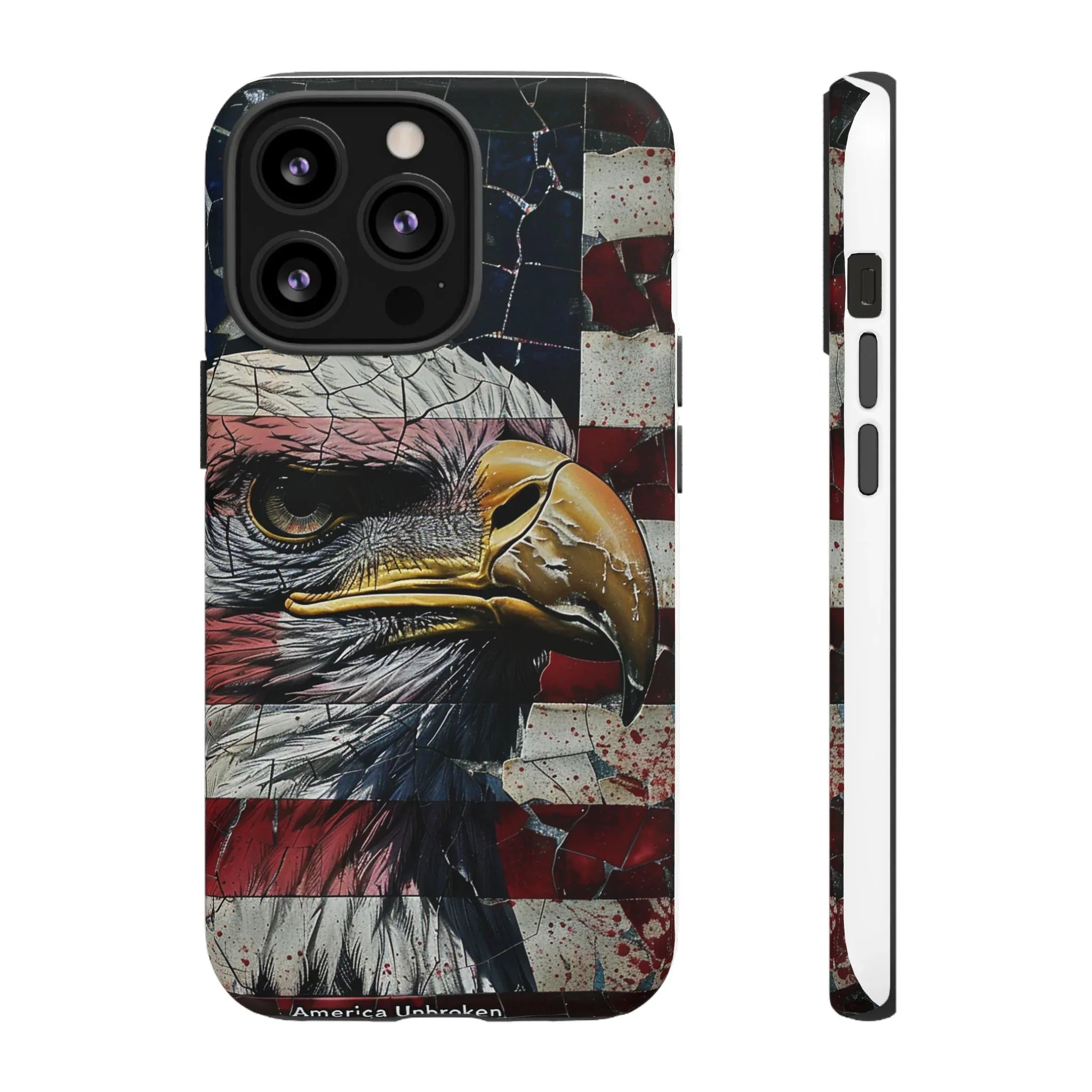 American Flag Bald Eagle phone case | Patriotic iPhone cover, cracked vintage flag design - 250 USA Celebration