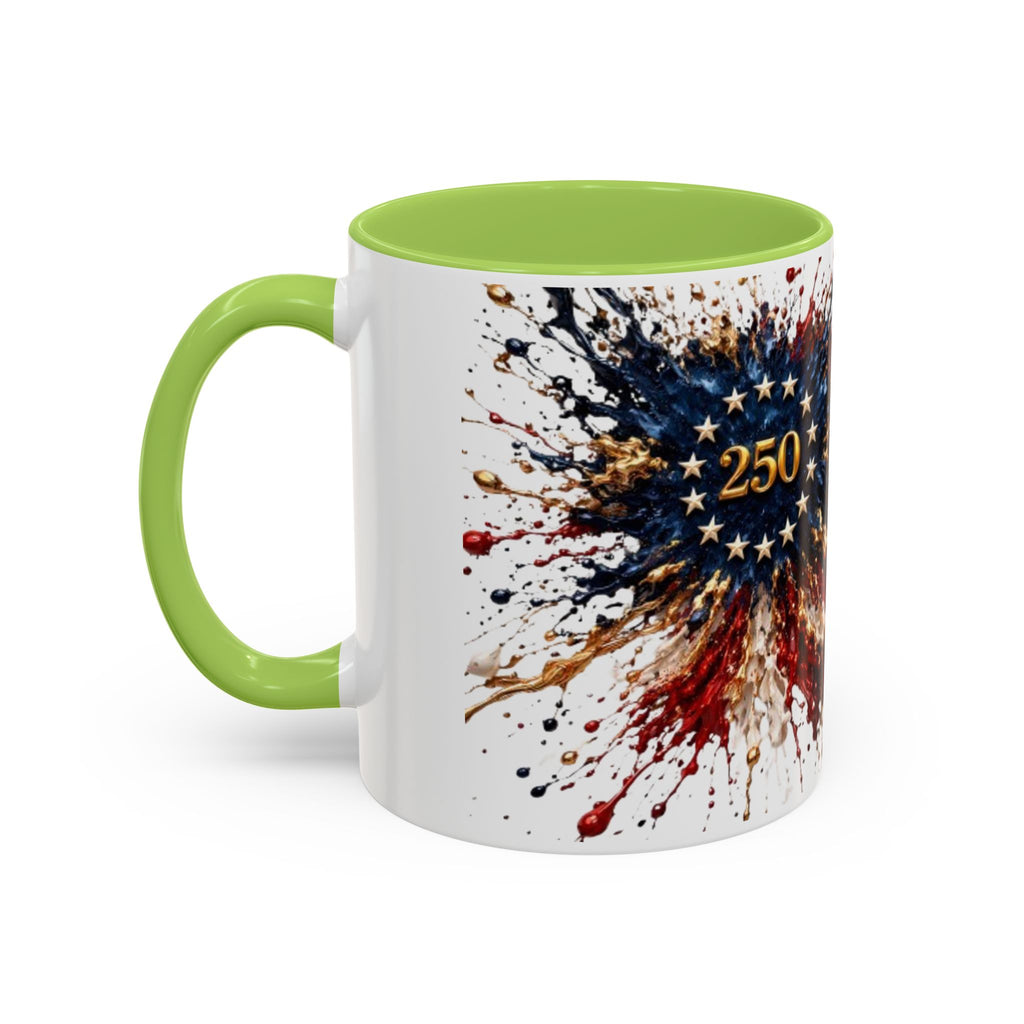 Patriotic 250th Anniversary Coffee Mug – American Flag Splash Accent (11/15oz)