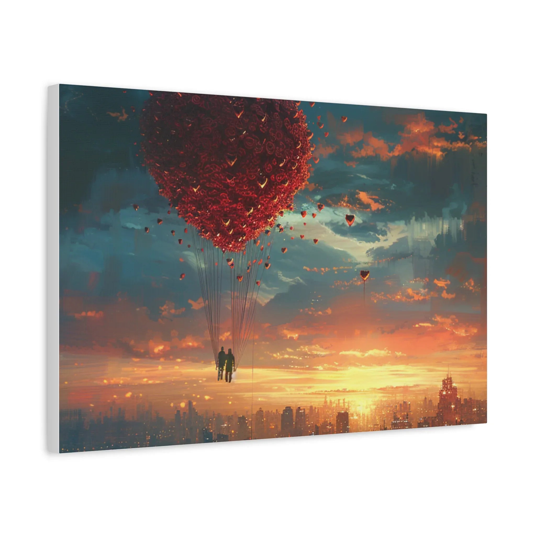 Romantic Canvas Wall Art, Love, Heart Balloon Art, Gift for Couples, Valentines Wall Decor, Valentine's Day Women's Merchandise, Valentines - 250 USA Celebration