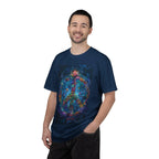 Floral Peace Sign T-shirt | Psychedelic Hippie Vibes, Blue Shirt - 250 USA Celebration