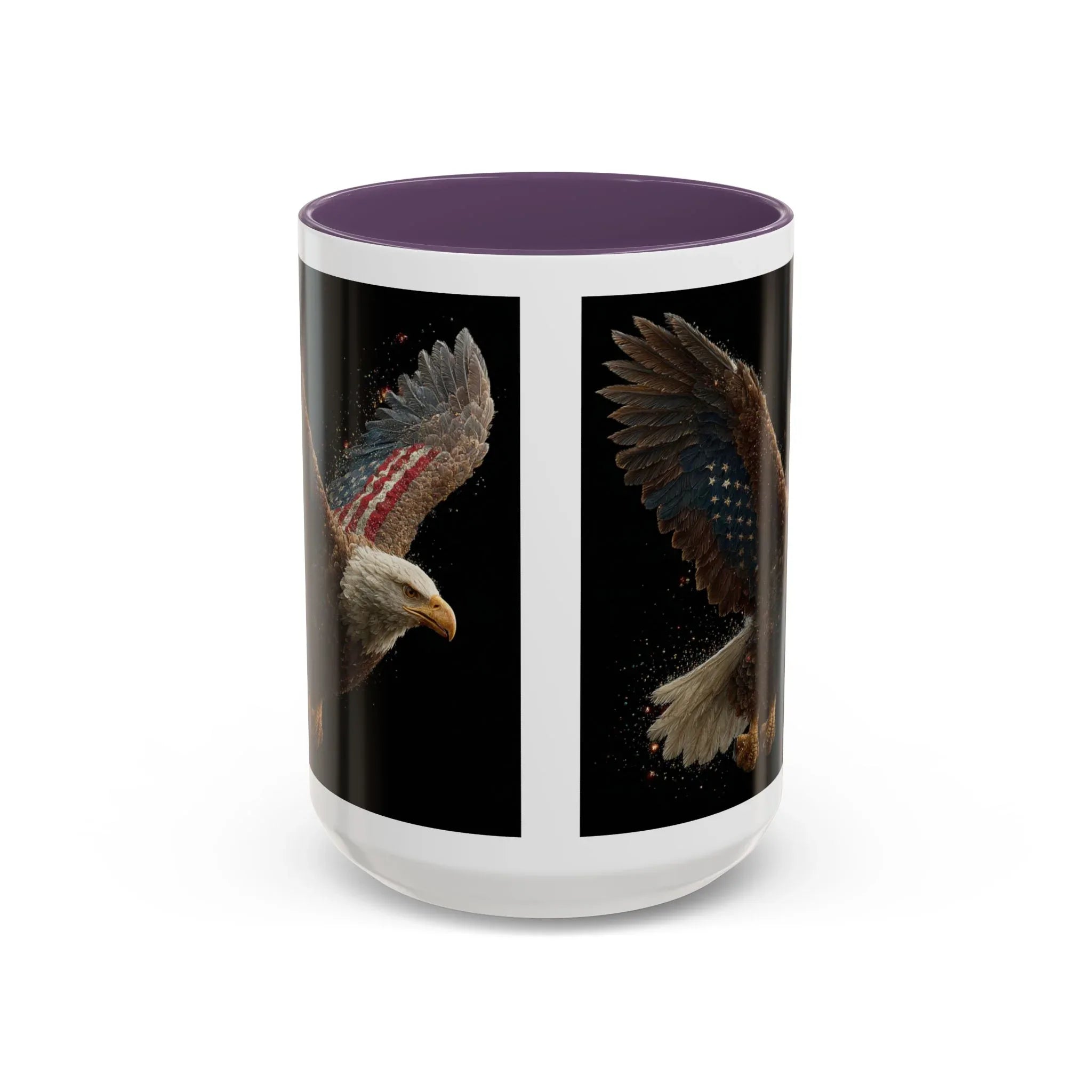 American Flag Bald Eagle Coffee Mug | Patriotic Eagle Wings, Black Accent 11oz 15oz - 250 USA Celebration