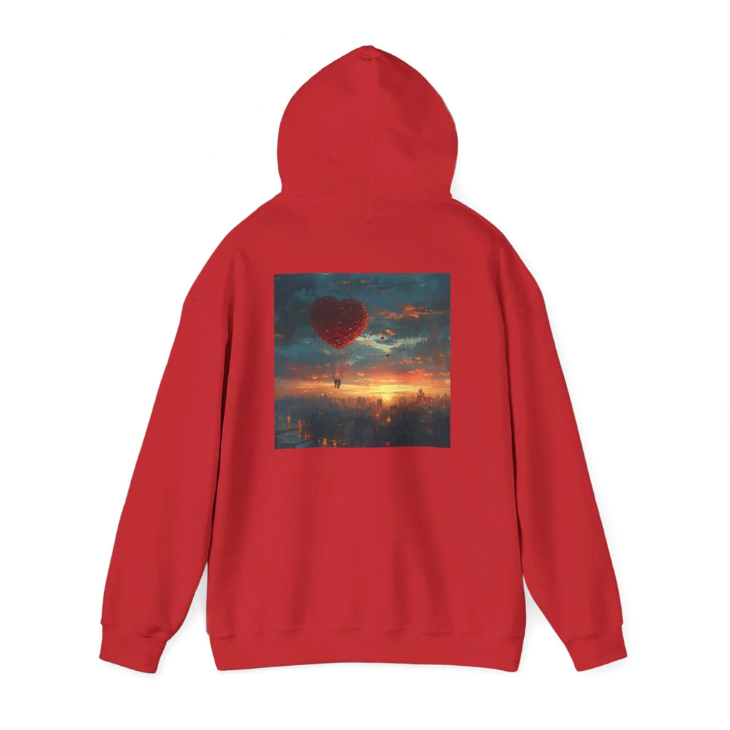 Romantic Sunset Hoodie with Hot Air Balloon, Unisex Sweatshirt for Valentines Day, Valentine's Day T-Shirts, Personalized Valentine's Gifts - 250 USA Celebration