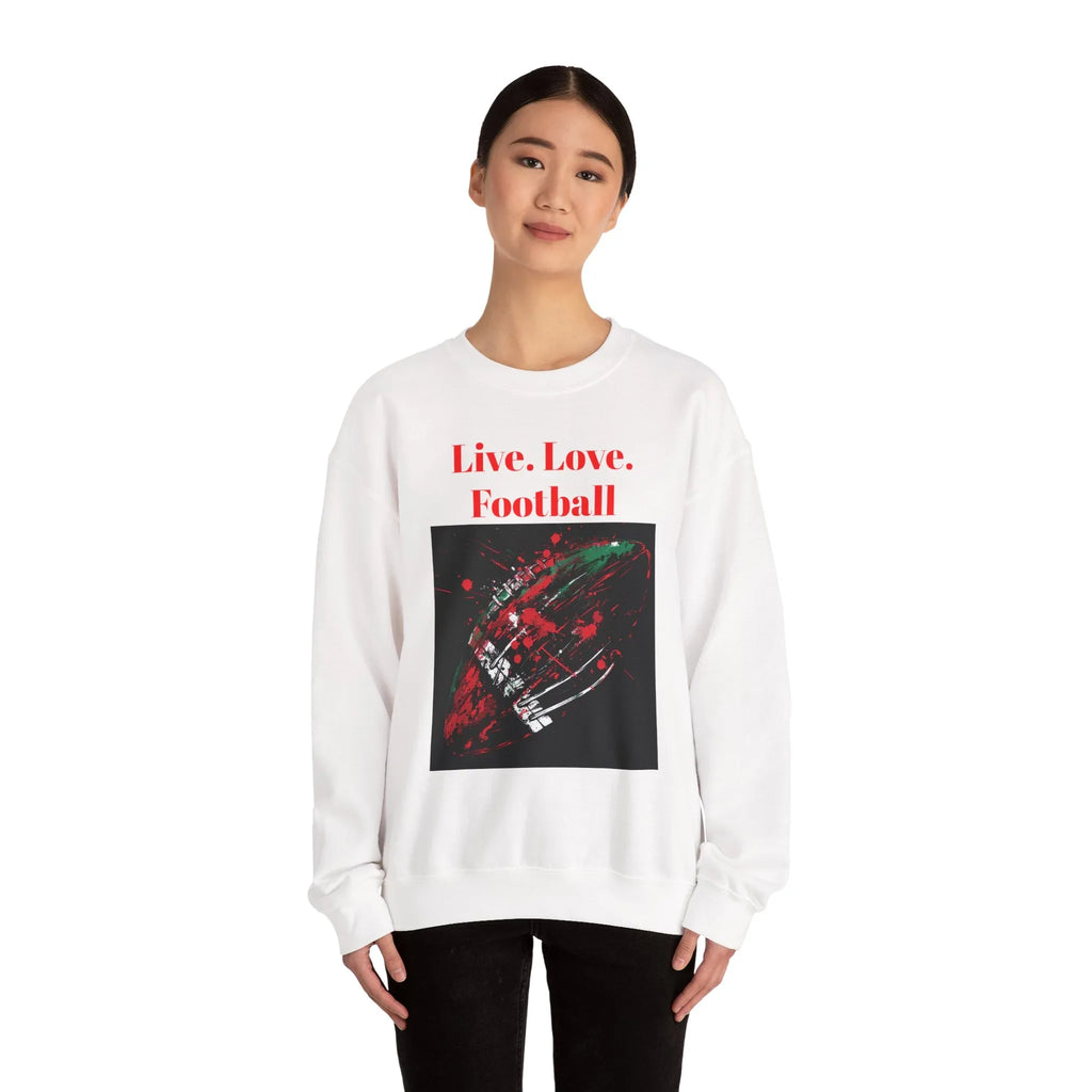 Football Sweatshirt, Live Love Football Crewneck Jumper, Sports Fan Gift, Game Day Apparel, Team Spirit Top, Unisex Sweatshirt - 250 USA Celebration