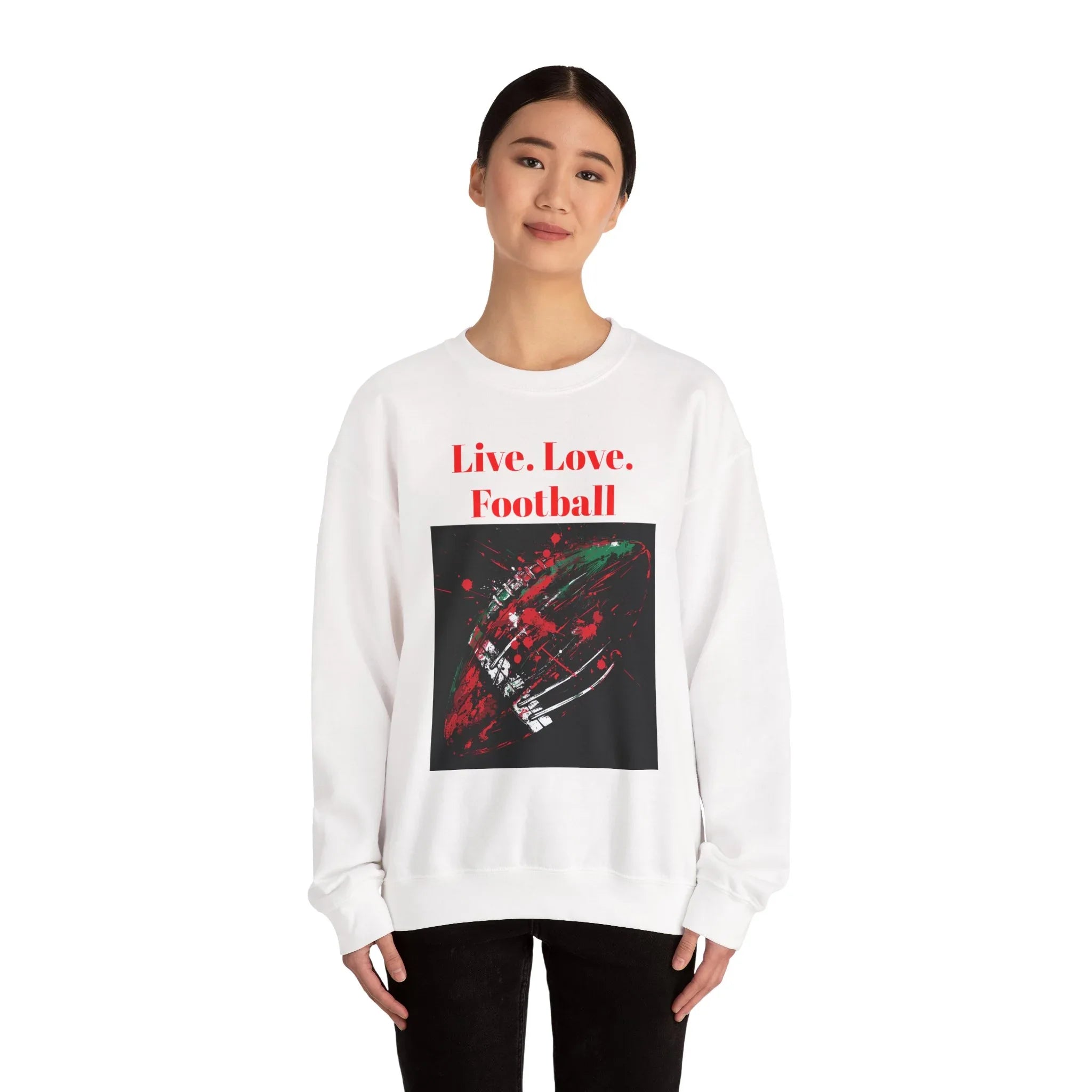 Football Sweatshirt, Live Love Football Crewneck Jumper, Sports Fan Gift, Game Day Apparel, Team Spirit Top, Unisex Sweatshirt - 250 USA Celebration