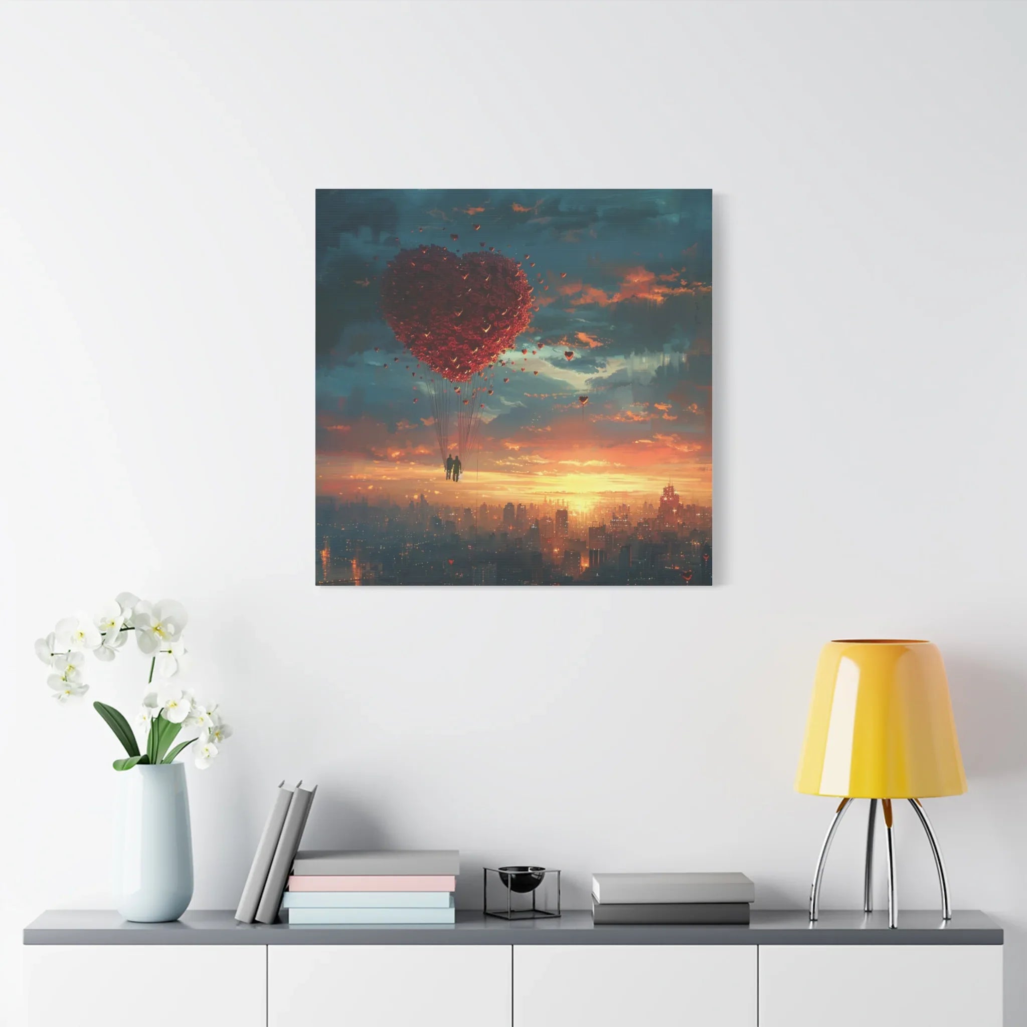 Romantic Canvas Wall Art, Love, Heart Balloon Art, Gift for Couples, Valentines Wall Decor, Valentine's Day Women's Merchandise, Valentines - 250 USA Celebration