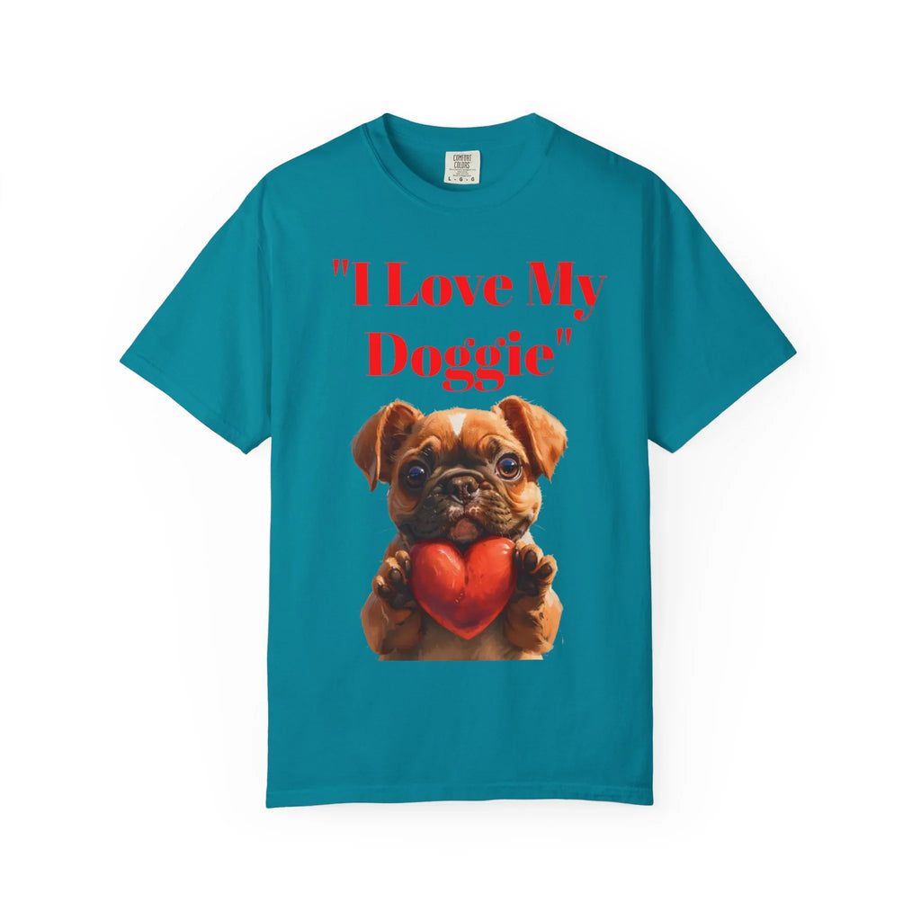 Cute French Bulldog Puppy Holding Red Heart T-shirt | Dog Lover Cartoon - 250 USA Celebration