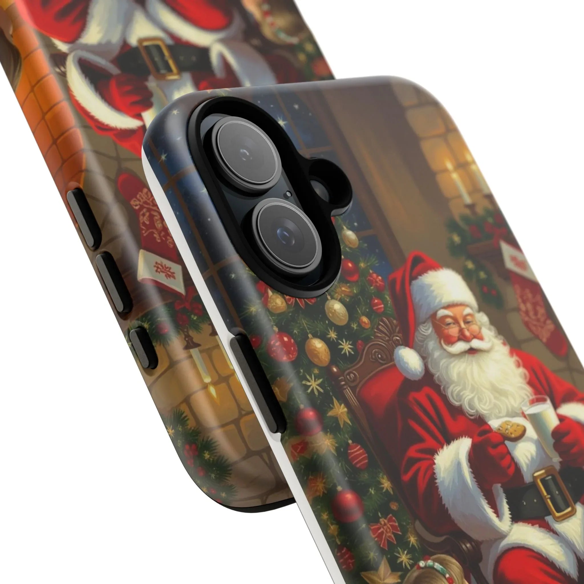 Santa Claus Storytime Tough Phone Case | Christmas holiday scene, kids and cookies - 250 USA Celebration