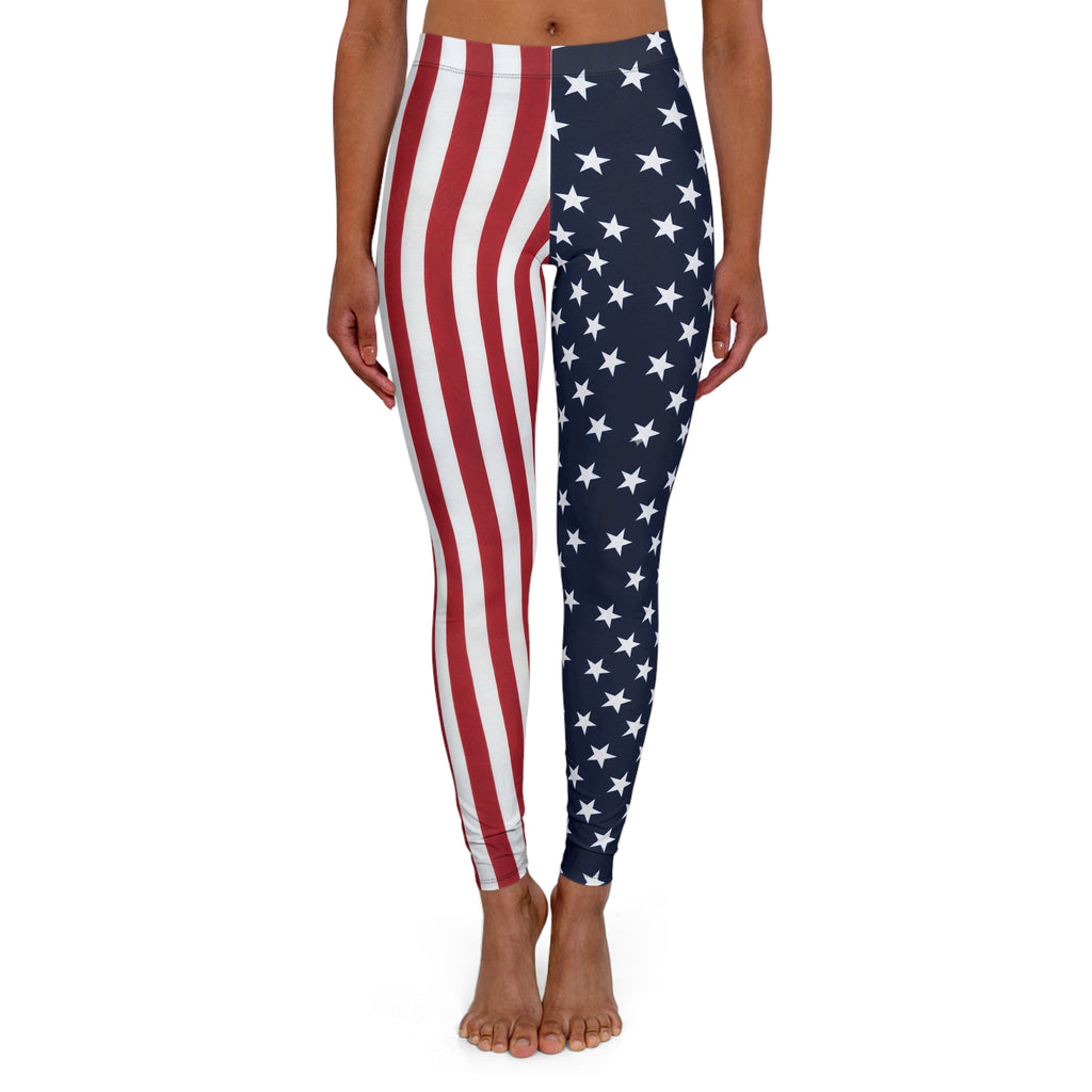 Patriotic American Flag Leggings - Women's Spandex Yoga Pants