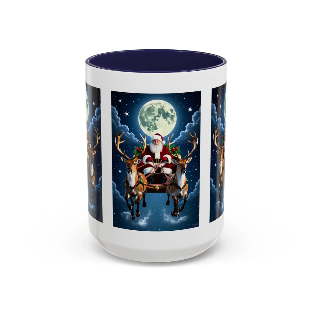 Santa Sleigh with Reindeer Coffee Mug | Christmas Moon Accent Mug - 250 USA Celebration