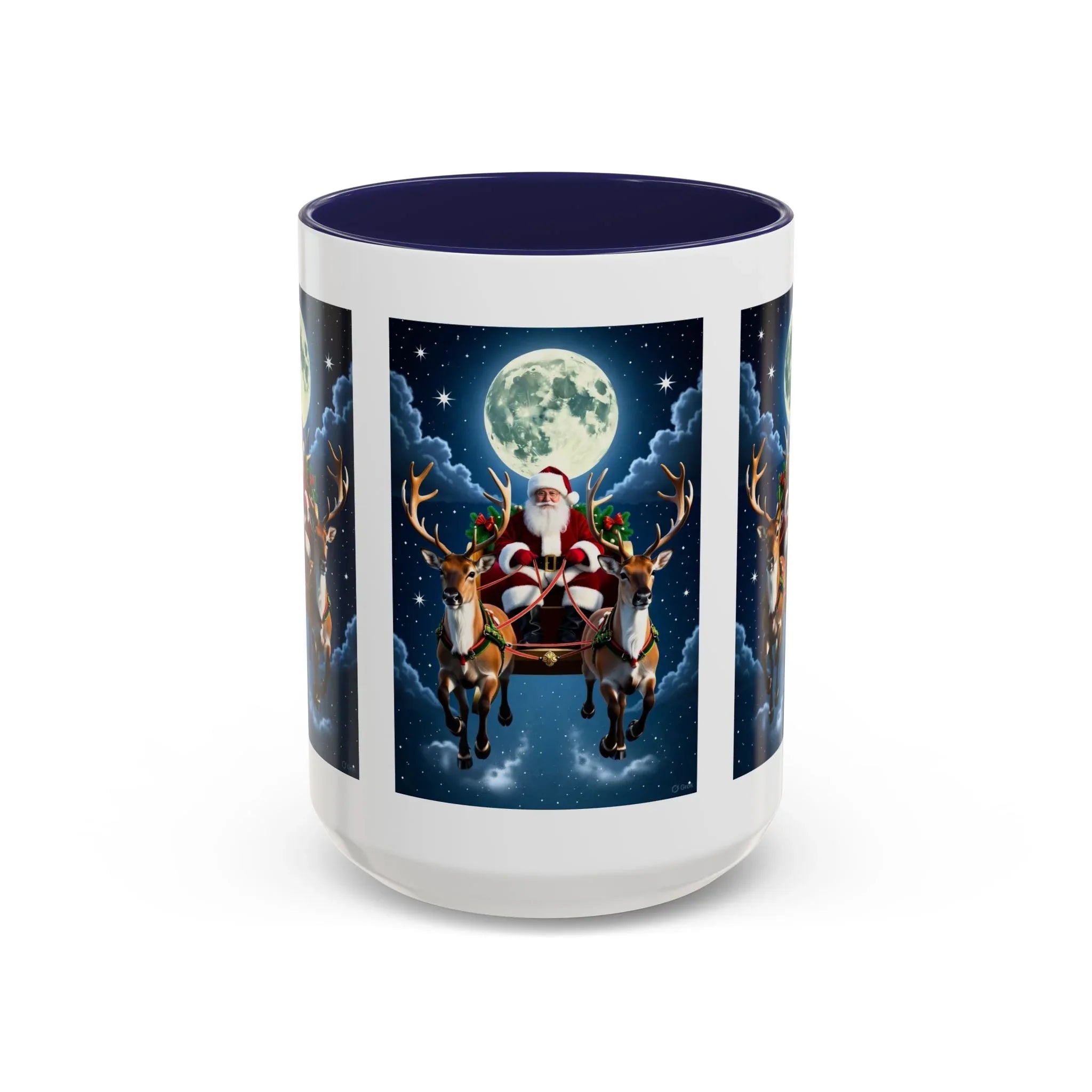 Santa Sleigh with Reindeer Coffee Mug | Christmas Moon Accent Mug - 250 USA Celebration