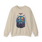Psychedelic Mushroom Peace Sign Crewneck Sweatshirt | 60s Hippie Tie-Dye - 250 USA Celebration