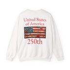 USA 250 American Flag Sweatshirt | 250th United States Celebration - 250 USA Celebration