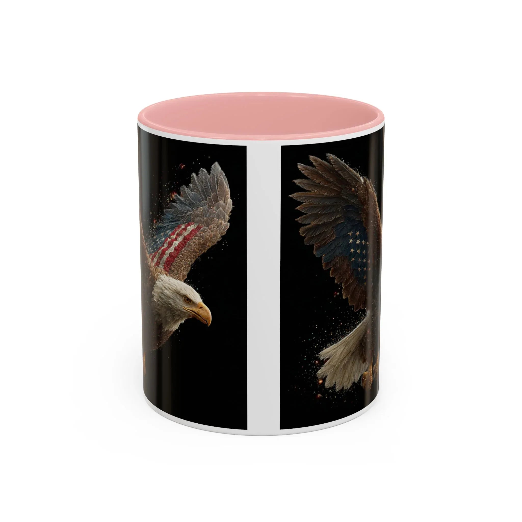 American Flag Bald Eagle Coffee Mug | Patriotic Eagle Wings, Black Accent 11oz 15oz - 250 USA Celebration