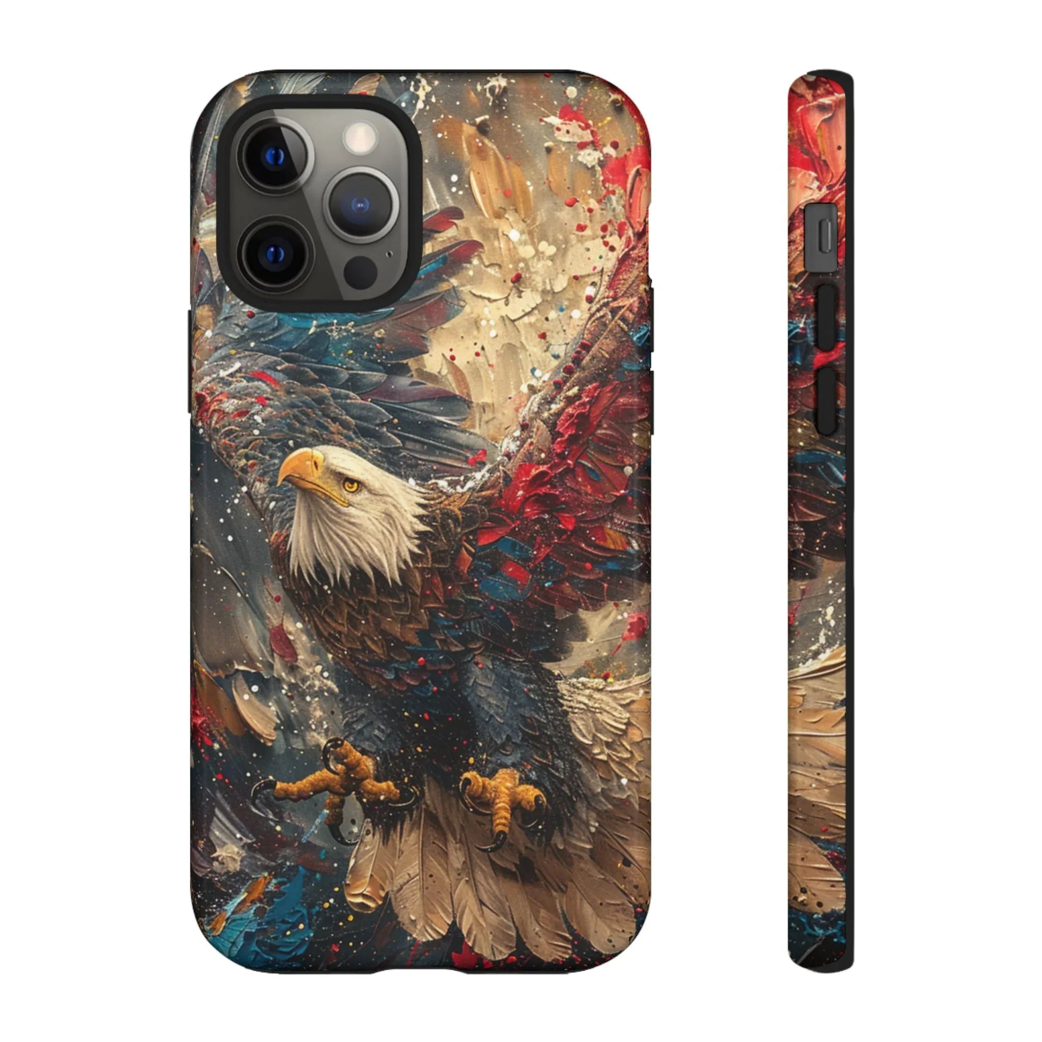 Patriotic Bald Eagle Tough Case | iPhone Phone Case, Red Blue Feather Art - 250 USA Celebration