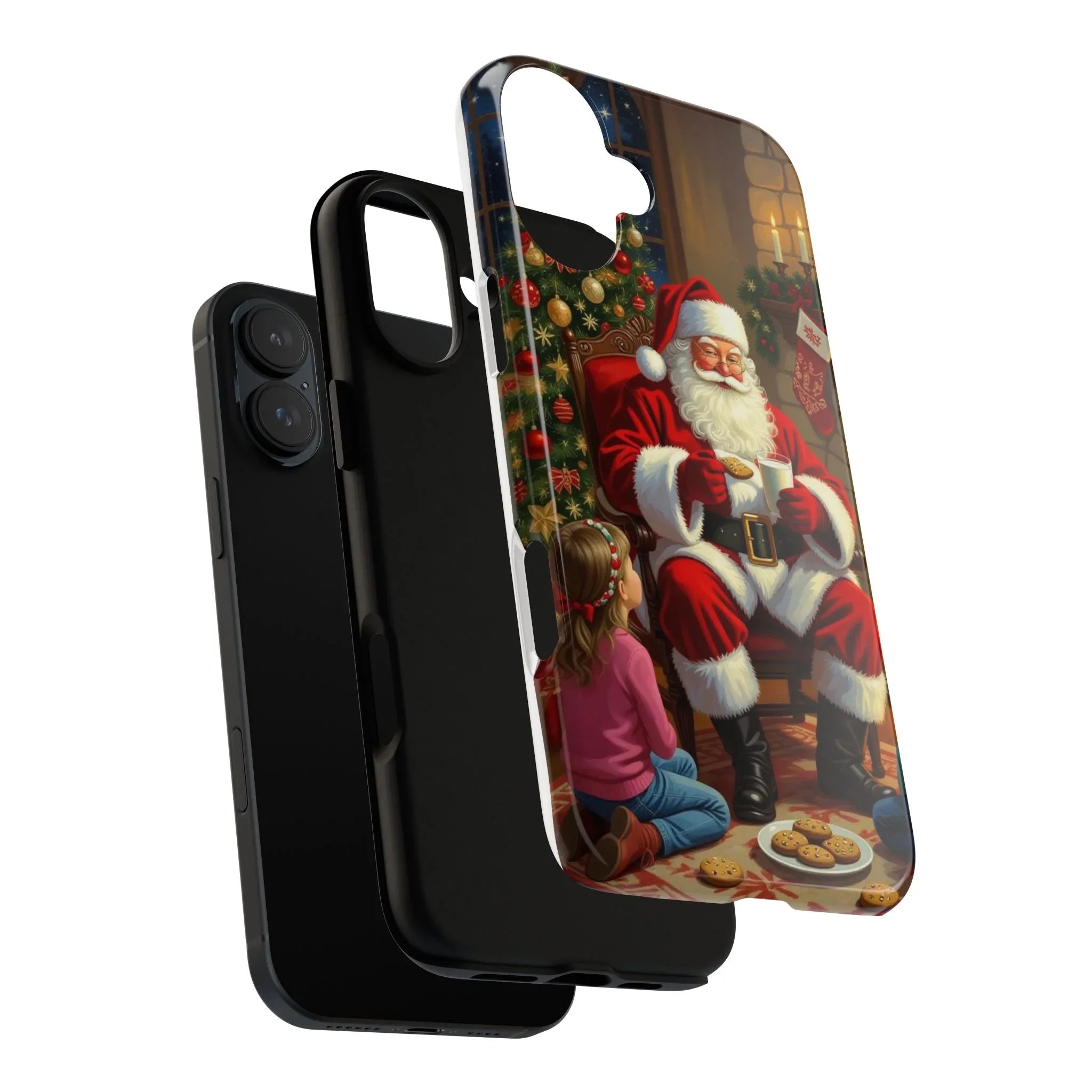Santa Claus Storytime Tough Phone Case | Christmas holiday scene, kids and cookies - 250 USA Celebration
