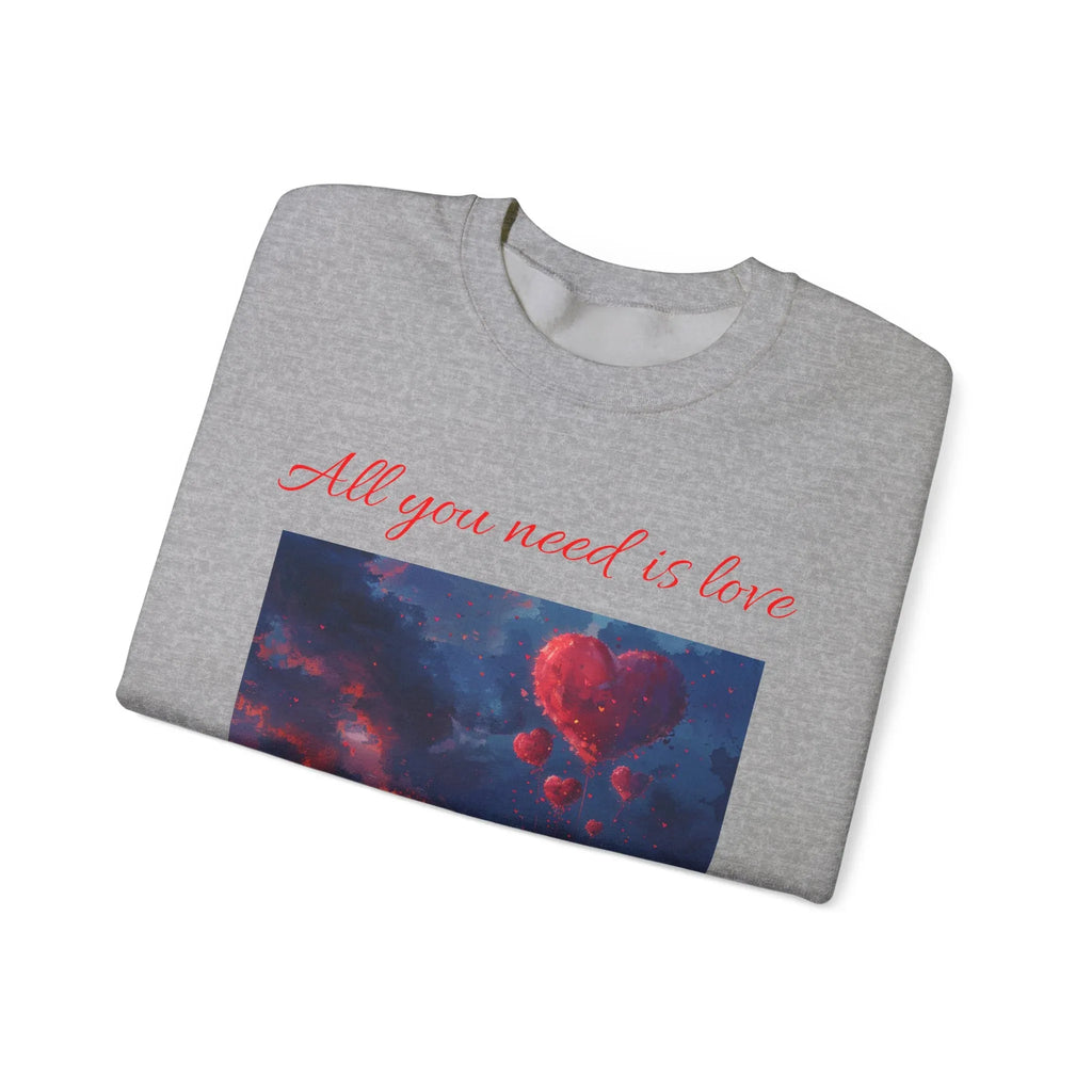 Love-themed Crewneck Sweatshirt, Valentines Day Sweatshirt, Heart Design Apparel, Valentine's Gift, Valentine's Day Women's Merchandise - 250 USA Celebration