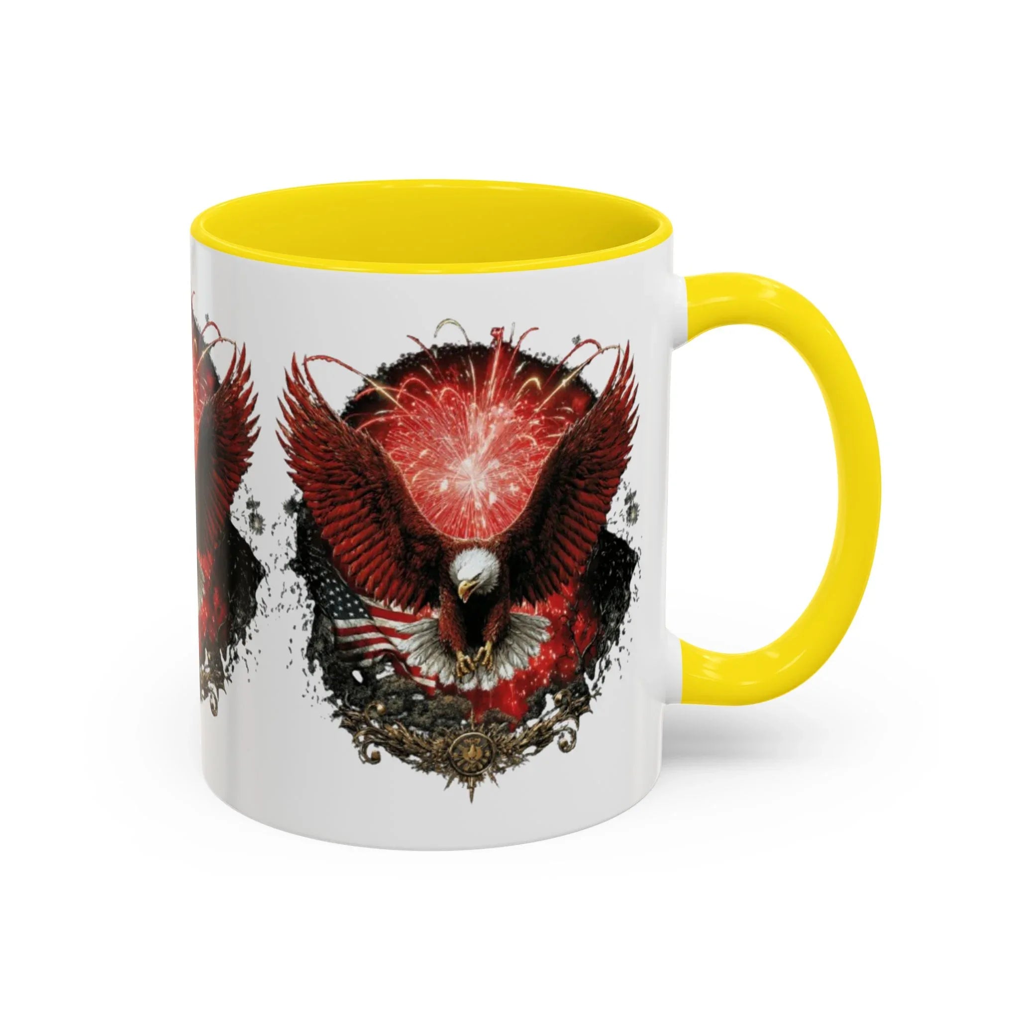 Red Eagle Emblem Accent Coffee Mug | Patriotic Eagle Design - 250 USA Celebration