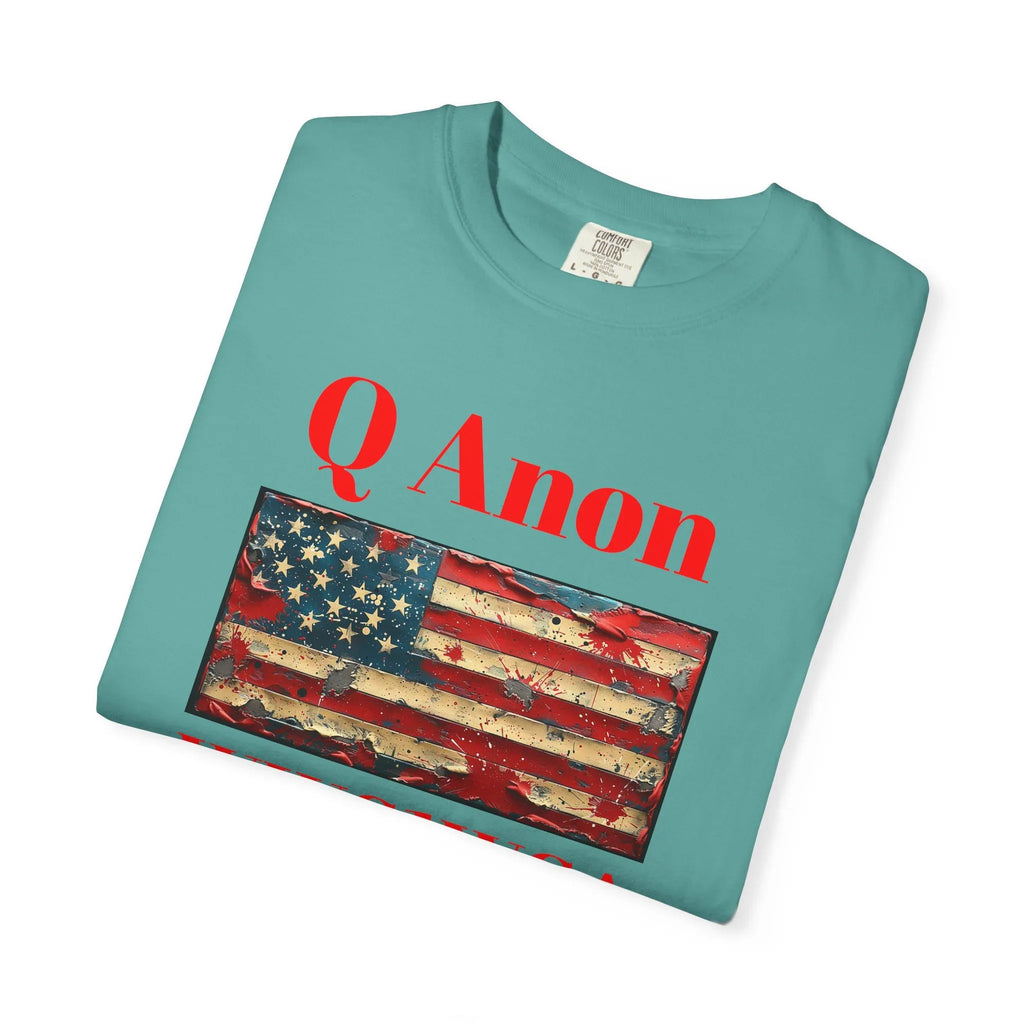 Q Anon WWG1WGA T-Shirt | American Flag Graphic Tee - 250 USA Celebration