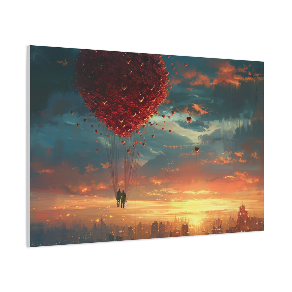 Romantic Canvas Wall Art, Love, Heart Balloon Art, Gift for Couples, Valentines Wall Decor, Valentine's Day Women's Merchandise, Valentines - 250 USA Celebration