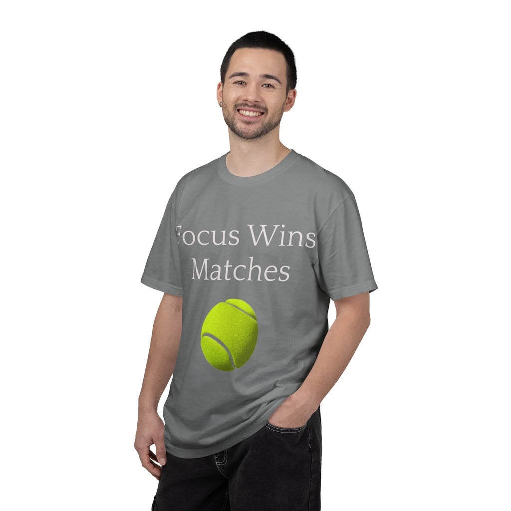 Focus Wins Matches Tennis Ball T-shirt | Tennis Graphic Tee - 250 USA Celebration