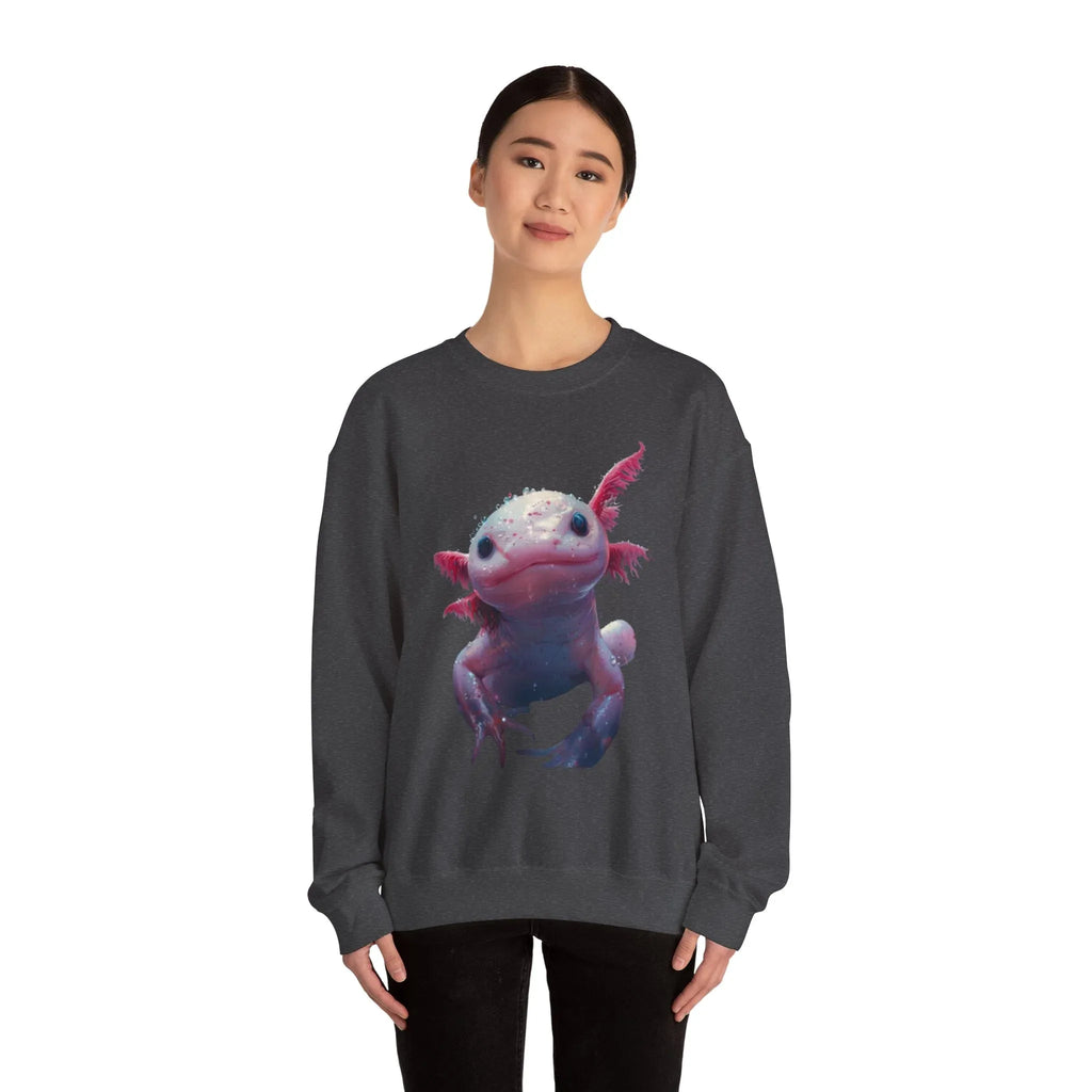 Pink Axolotl Illustration Sweatshirt | Cute Amphibian Art, Pastel Watercolor - 250 USA Celebration