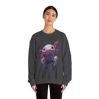 Pink Axolotl Illustration Sweatshirt | Cute Amphibian Art, Pastel Watercolor - 250 USA Celebration