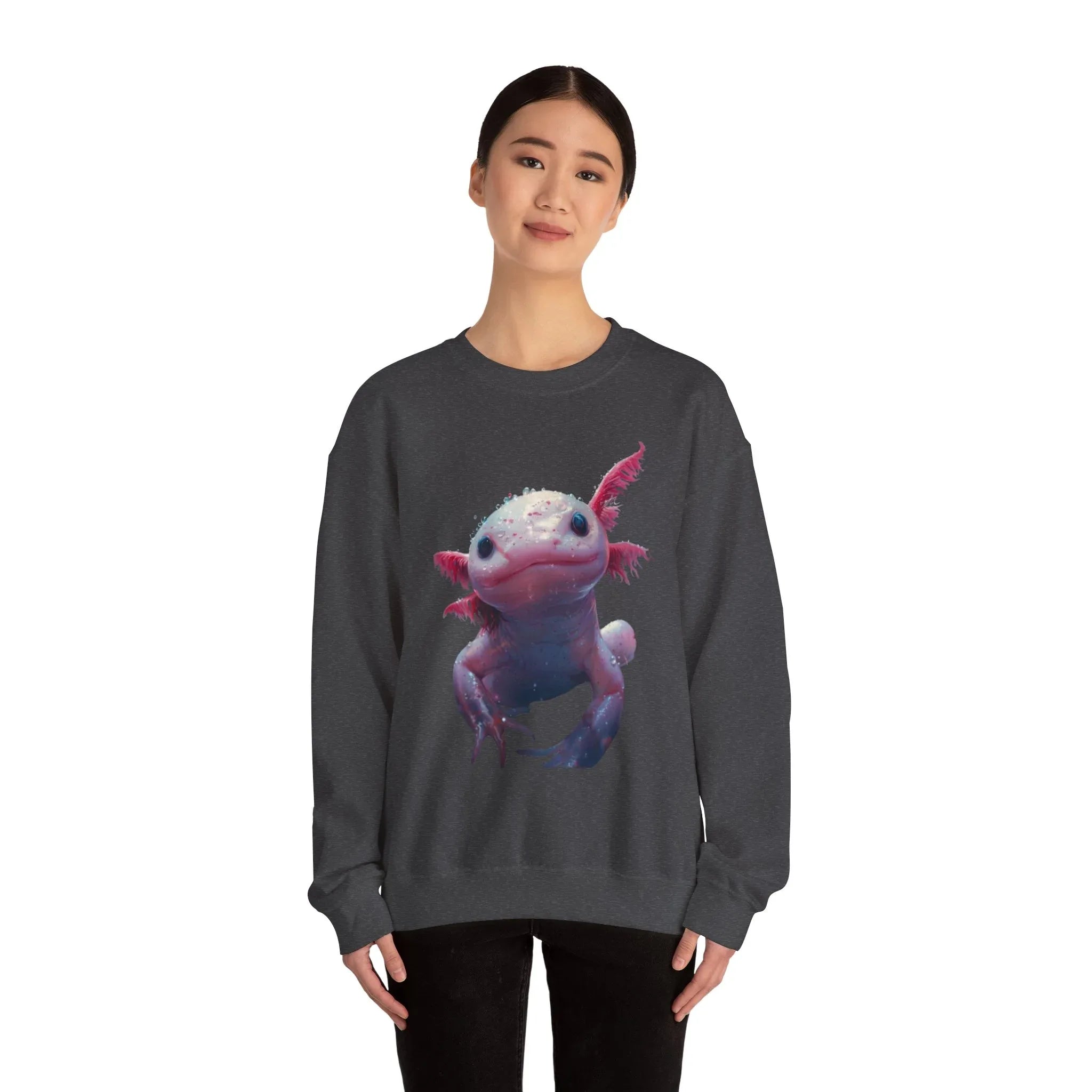 Pink Axolotl Illustration Sweatshirt | Cute Amphibian Art, Pastel Watercolor - 250 USA Celebration