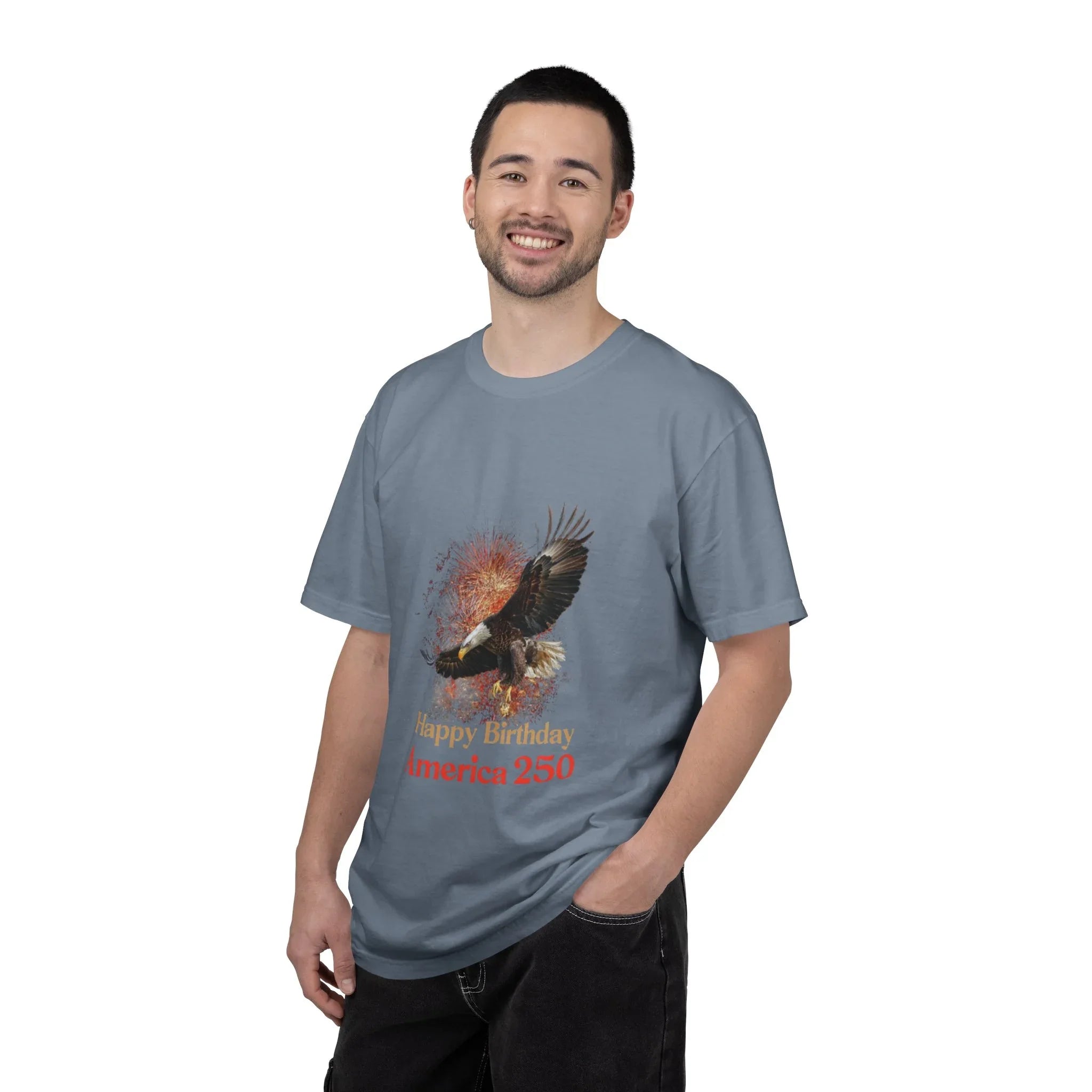 Eagle Illustration Happy Birthday America 250 T-Shirt | Patriotic Bald Eagle Tee - 250 USA Celebration