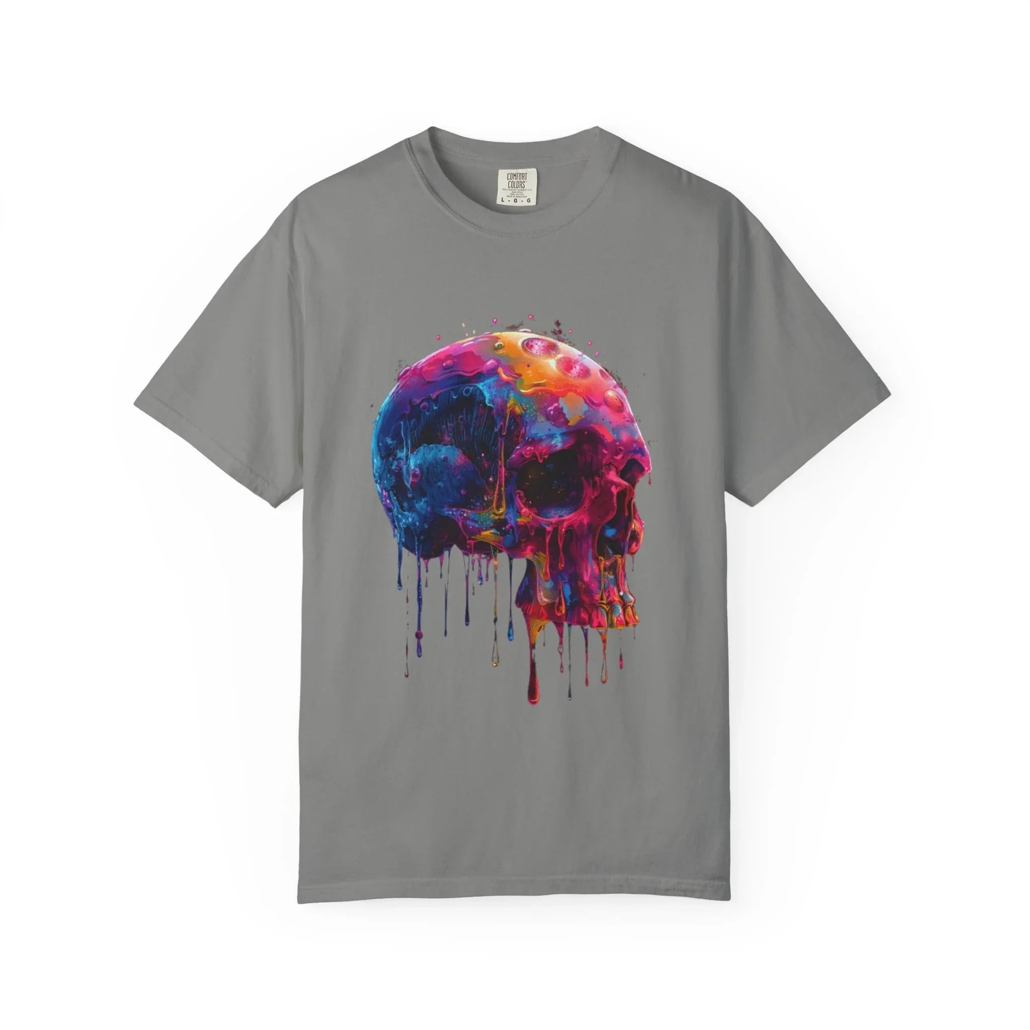 Colorful Drip Skull T-shirt | Watercolor Skull Shirt, Artistic Gothic Tee - 250 USA Celebration