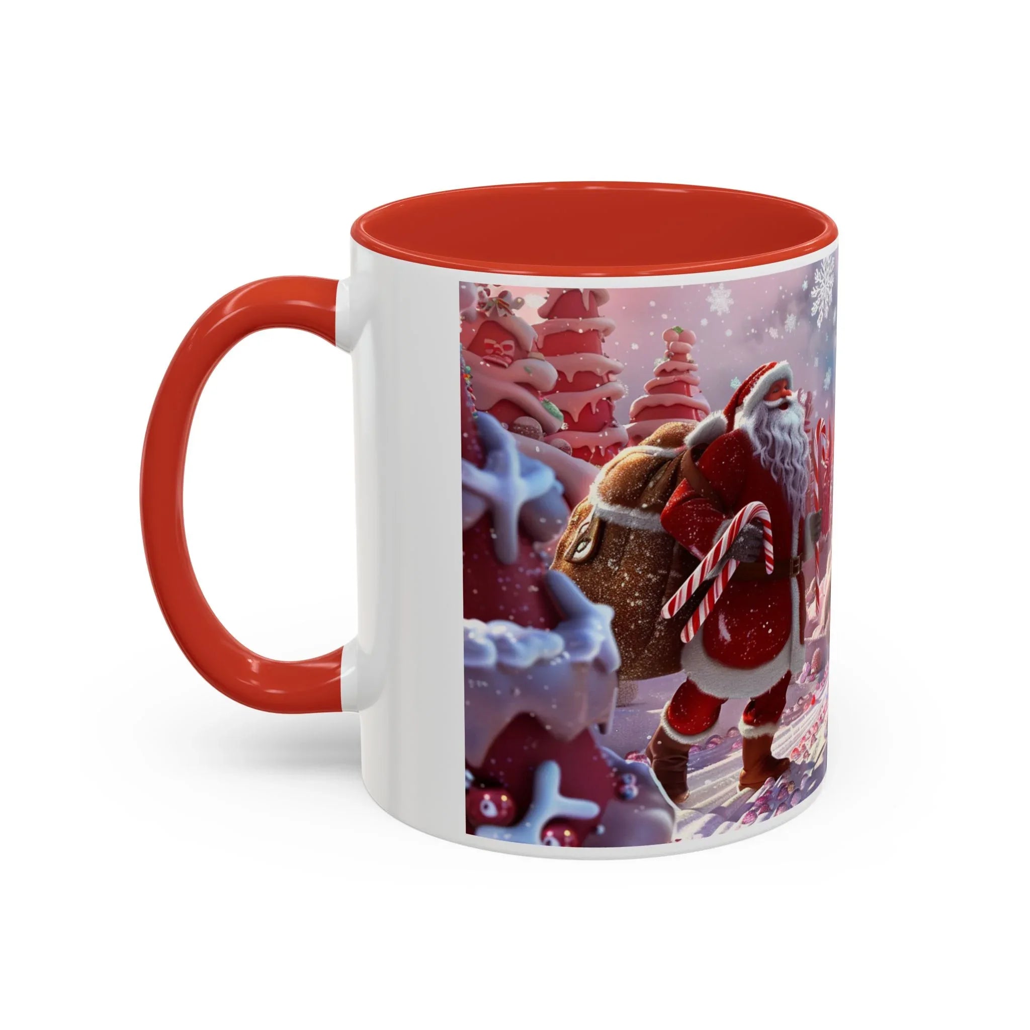 Coffee Mug, Festive Santa in Candy Wonderland, 11oz, 15oz, Tim Burton Style, Whimsical Holiday Cup, Christmas Gift, Hot Cocoa Mug - 250 USA Celebration