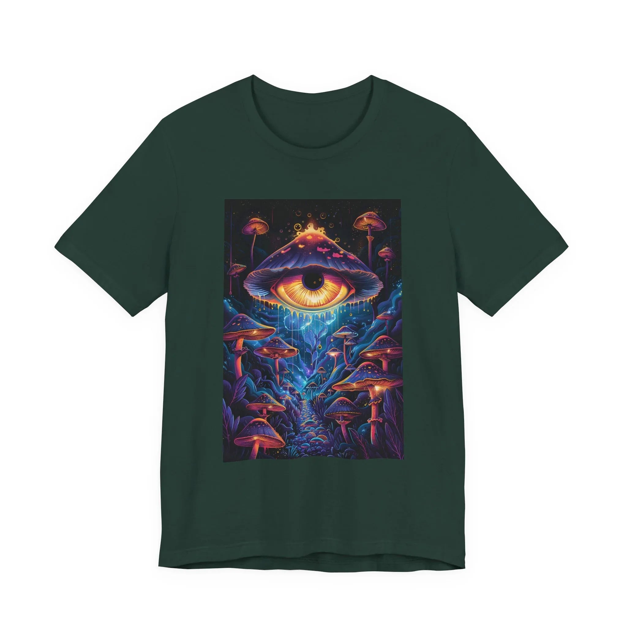 Glowing Third Eye Psychedelic Mushrooms T-Shirt | Neon Lava Lamp Blacklight - 250 USA Celebration