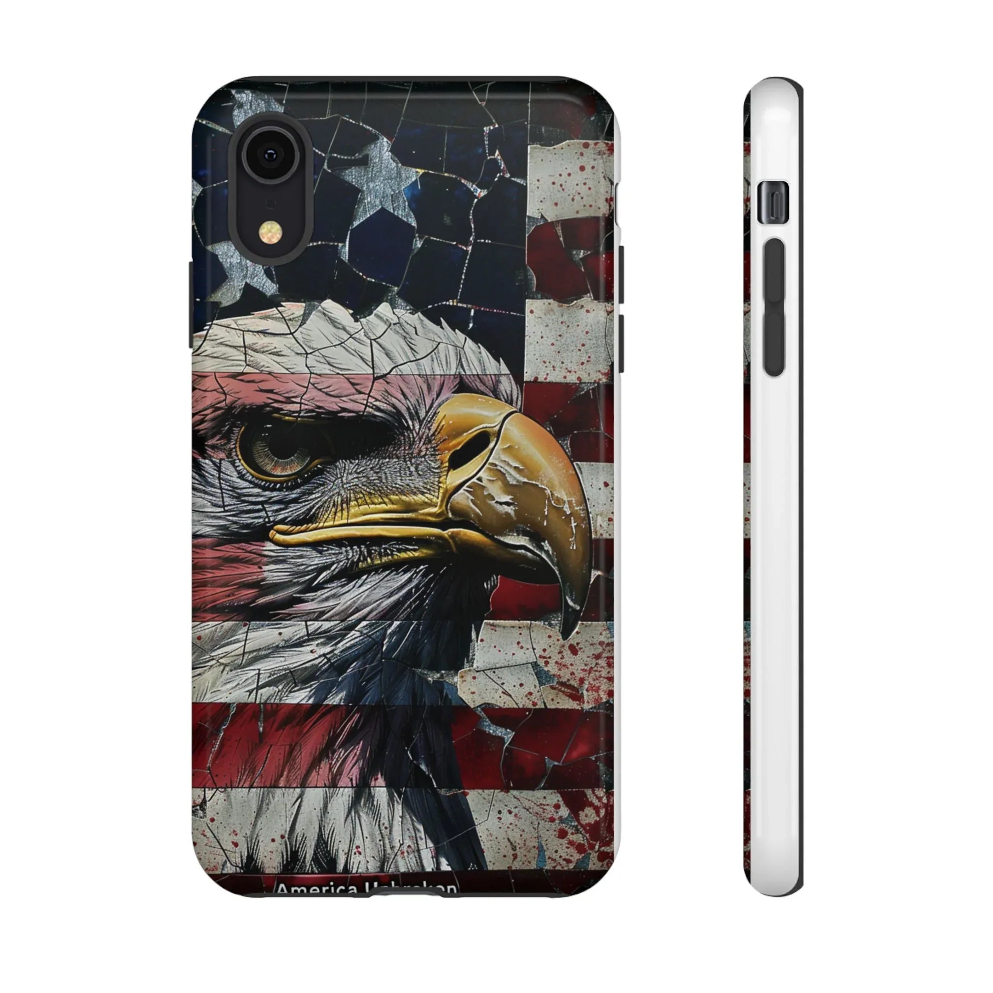 American Flag Bald Eagle phone case | Patriotic iPhone cover, cracked vintage flag design - 250 USA Celebration